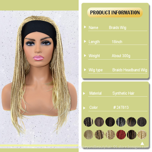 natural looking Synthetic Braids With Headband wig  Braiding Hair yaki hair ends